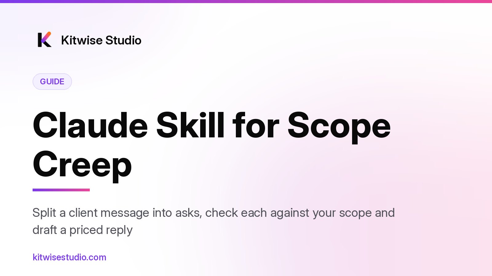 Claude Skill for Scope Creep, guide cover