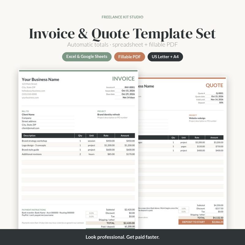 Invoice & Quote Set preview