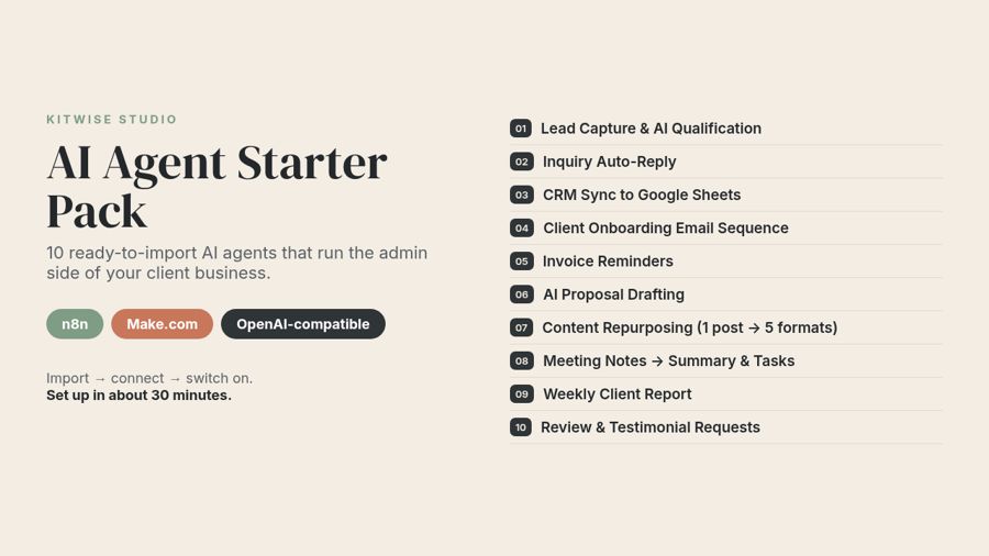 AI Agent Starter Pack, the 10 workflows