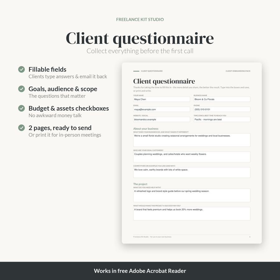Client Onboarding Pack – questionnaire