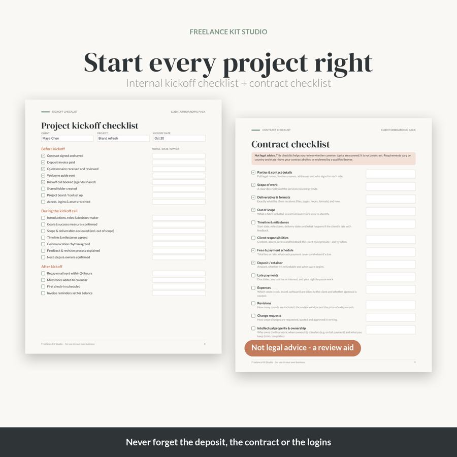 Client Onboarding Pack – checklists