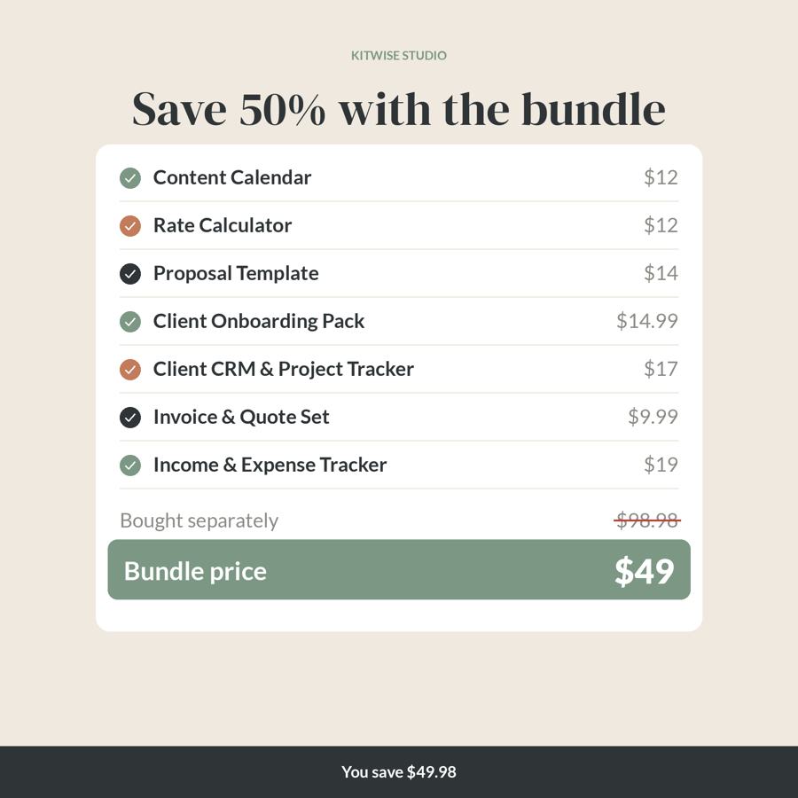 Business Bundle โ save 50% bundle pricing
