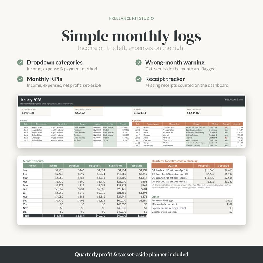 Income & Expense Tracker – monthly logs