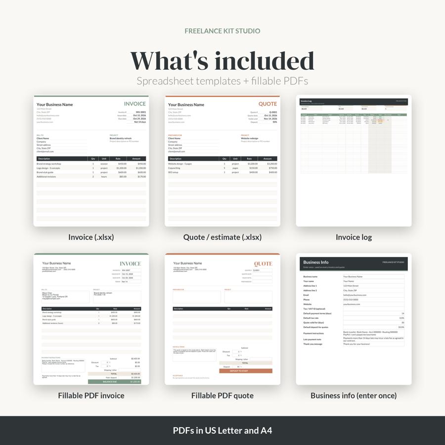 Invoice & Quote Set โ whats included